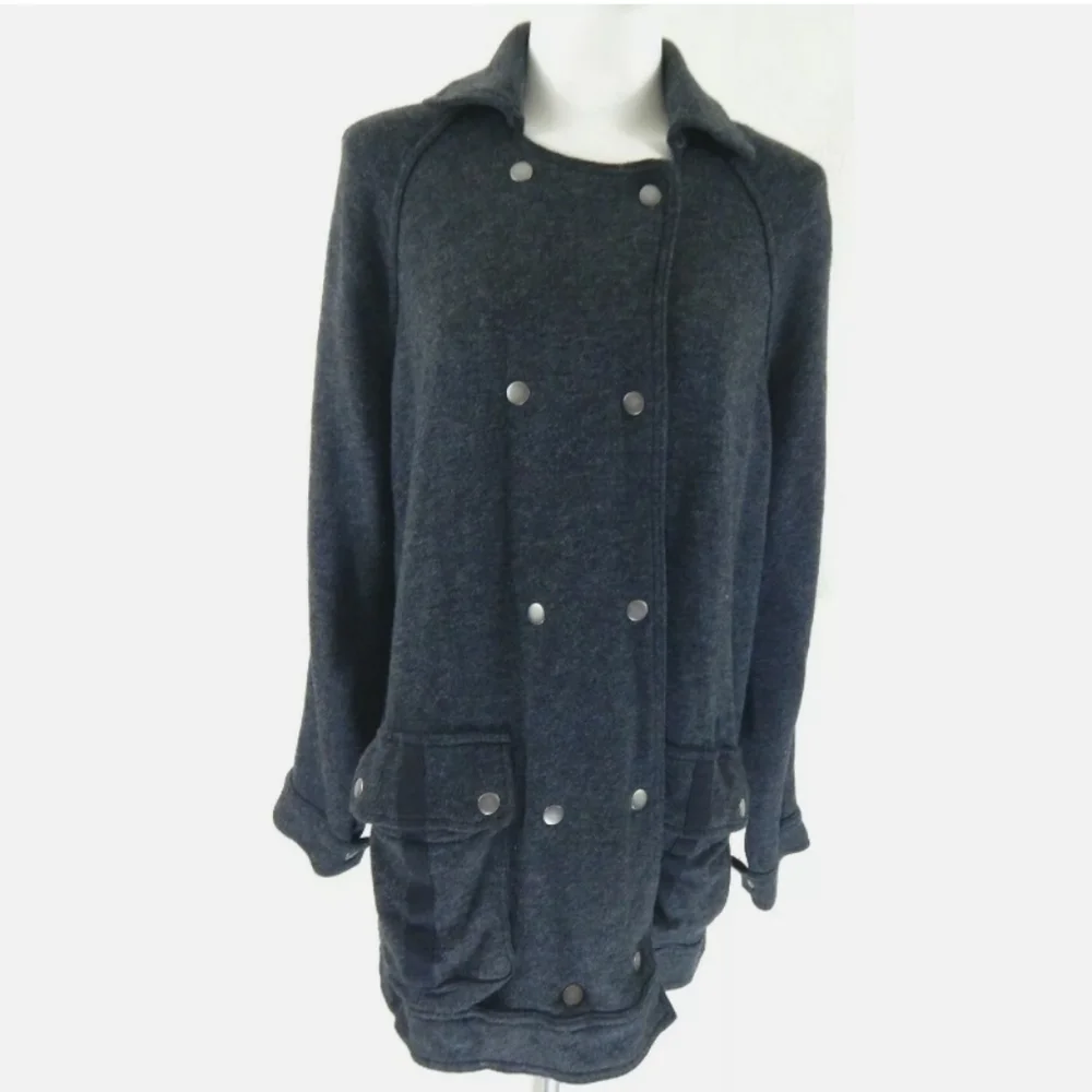 Free People Slouchy Anorak Jacket Notched Lapel Peacoat